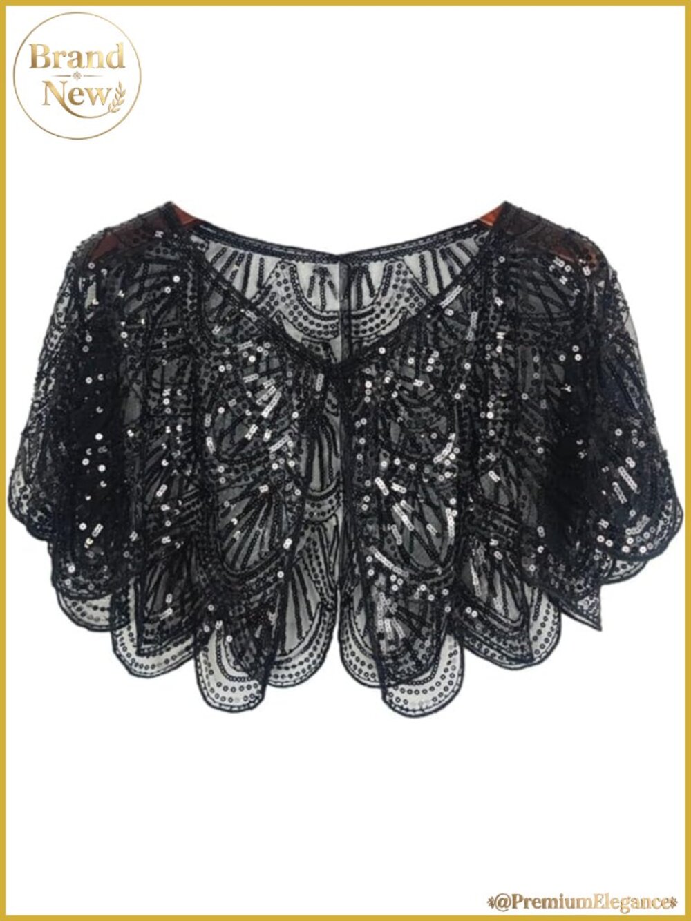 Sequin Beaded Flapper Shawl Wrap 1920s Gatsby Evening